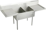 Elkay SS8230LOF4 55-1/2" x 27-1/2" Floor Mount Double Compartment Scullery Sink with Drainboard