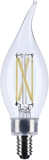 Satco 5.5W CA10 LED Light Bulb 5000K Natural Light 500 Lumens Clear Flame Tip 300 Degree Beam E12 Candelabra Base 92 CRI Dimmable Wet Rated IP65 Enclosed Fixture Rated 120V S12509 (6 Pack)