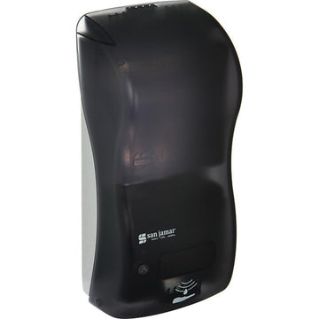 900 mL Wall Mount Automatic Liquid Hand Soap/Sanitizer Dispenser - Plastic by San Jamar / CFS Brands – 5-1/2"W x 4"D x 12"H, Plastic, Black, Model SH900TBK
