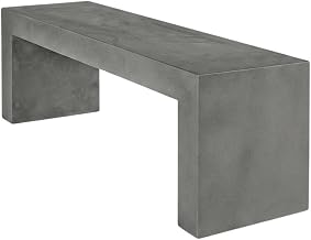 Outdoor EscapeGray Concrete Outdoor Bench, Fibre Reinforced Cement, Water-Based Acrylic Finish, 55-Inch, Seats 3, Contemporary Design