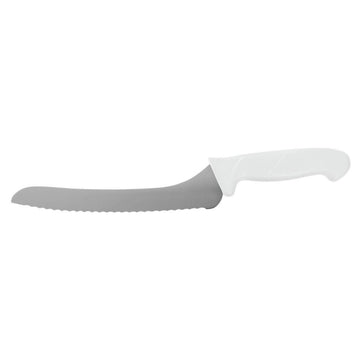 Offset Bread Knife with White Handle Stainless Steel - 9" L Blade by HUBERT – 9", Stainless Steel, Silver