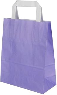 GREENBOX Paper Carrier Bags with Flat Handle 80 g 18 + 8 x 22 cm, Solid Paper Bags Kraft Paper, Gift Bags Give Aways Party Bags, Paper Bag Block Base 25 Paper Bags Light Blue/White Dots