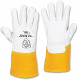 Tillman 724-1328L 4 in. 1328 Straight Cuff Top Grain Goatskin Palm TIG Welding Gloves Pearl & Bourbon Brown - Large - Pack of 12