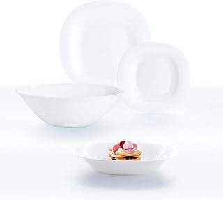 Luminarc Carine White Opal Dinnerware Set 19 Pieces – 6 People Opal Suitable Microwave Safe Refrigerator Stackable