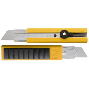 25mm Extra Heavy-Duty Utility Knife (H-1) - Anti-Slip Rubber Inset by OLFA – 6"L x 3"W x 1.5"H, Plastic, Yellow, Model 5006