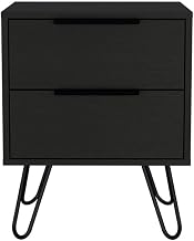FM FURNITURE Brown Nightstand with Storage, Manufactured Wood Bedside Table, Modern Night Stand for Bedroom, Compact Design