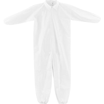 Disposable Microporous Coverall by Global Industrial – Large, 60% Polypropylene/40% Polyethylene, White, Model KC-MIC-60G-CVL-L-E