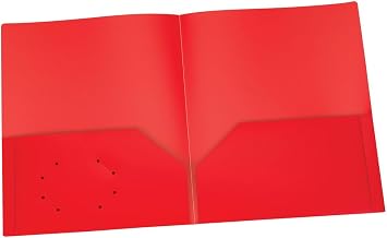 Oxford Poly Two Pocket Portfolio, Red, Pack of 25