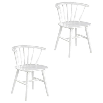 Wooden Spindle Back Dining Chairs Set of by Furnifact – Wood, White, Pack of 2