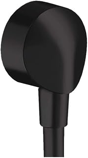 hansgrohe FixFit Handheld Shower Wall Outlet 1/2-inch Thread Connection Round Modern Flush Mount in Matte Black, 27458673