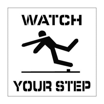 Plant Marking Stencil 20X20 - Watch Your Step by NMC – Polyethylene (PE), Model PMS201