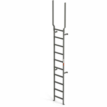 EGA VMS10EX Steel Vertical Wall Mount Ladder W/Rail Extensions by EGA Products – 8.25"L x 21.75"W x 16"H, Alloy Steel, Gray, Model MVMS10EX