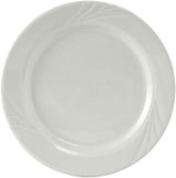 Tuxton China YPA-062 Plate, 6-1/4" Diameter, Round, Wide Rim, Embossed, Microwave and Dishwasher Safe, Oven Proof, Fully Vitrified, TuxCare, Healthcare, Sonoma, Porcelain White, Pack of 36
