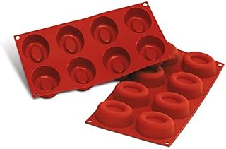 Silikomart Professional SF085 Silicone Bakeware: 8-Cavity Oval Savarin Tray, 2.4 Ounce - Flexible Liquid Silicone Pan for Cakes, Chocolates & Appetizers