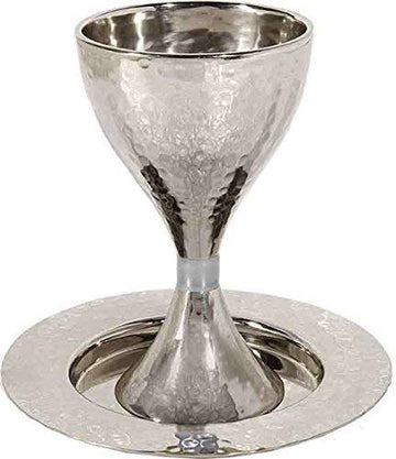 Emanuel Hammered Kiddush Cup with Silver Ring, 6.8 oz, Silver