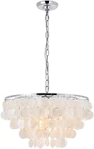 Selene 4-Light Mid-Century Metal Pendant in Chrome and White