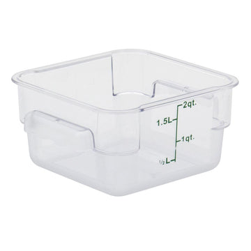 Clear Square Food Storage Container - 7 13/100" L x 7 13/100" W x 3 4/5" H by HUBERT – Polycarbonate (PC), Clear, Model 0105001-PC