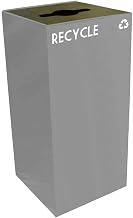 Witt Industries 32GC04-SL GeoCube Recycling Receptacle with Combination Slot/Round Opening, Steel, 32 gal, Slate
