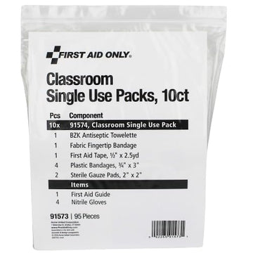 Classroom Single Use Packs by First Aid Only – White, Model 91573