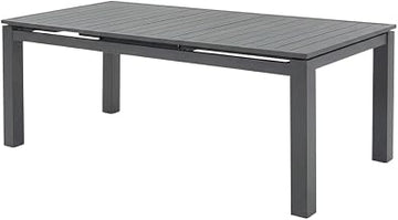 Gray Outdoor Patio Dining Table, Adjustable Width, Contemporary Style, Durable Finish, Seats Up to 15.9, Suitable for Outdoor Entertaining