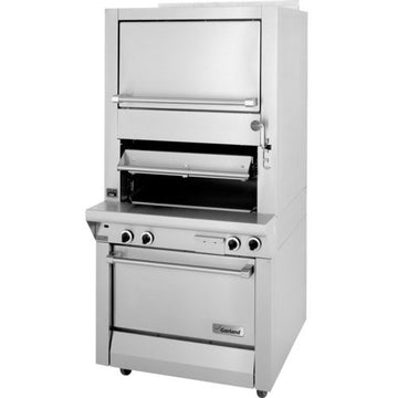 Master Series Gas Single Deck Broiler with Finishing Oven & Storage Base by Garland – Stainless Steel, Silver, Model M100XSM