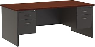 Lorell Mahogany Laminate/Charcoal Modular Desk Series