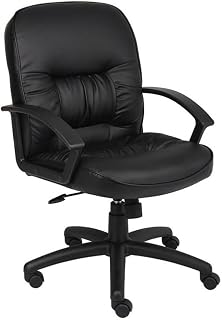 Boss Office Products Mid Back LeatherPlus Chair with Casters in Black