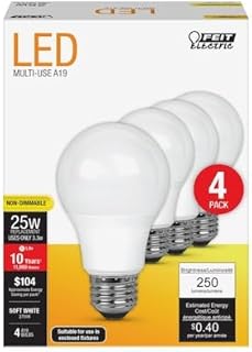 Feit Electric A19 E26 (Medium) LED Bulb Soft White 25 Watt Equivalence 4 - Total Qty: 1