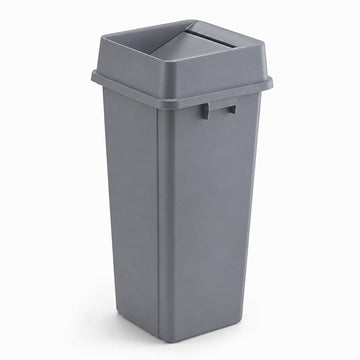 Glownary 23 Gallon Square Trash Can with Drop Shot Lid – Gray, Indoor Use, 35.7H x 16W x 16D inches