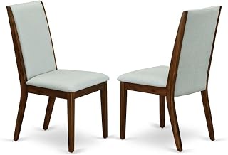 Furnifact Fabric-Upholstered Parsons Dining Chair with High Back, Upholstered Kitchen Chair for Dining Room Table, Grey, Set of 2