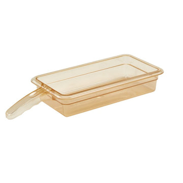 Food Pan 1/3 X 2" Single Handle H-Pan Amber Case of by Cambro – 65mm x 325mm x 176mm, 2.4 liters, Stainless Steel, Amber, Pack of 6