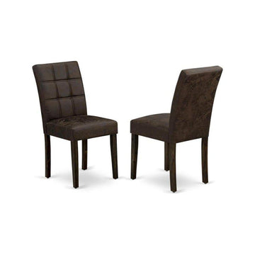 Wooden Parsons Dining Chair with Jacobean-Finish Frame by Furnifact – Wood, Brown, Pack of 2