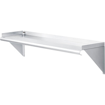 Wall Mount Shelf with 1-1/2" Lip 18 Gauge 430 Stainless Steel 48"W x 12"D by Global Industrial – 430 Stainless Steel, Silver, Model 493628