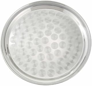 Winco Round Tray with Swirl Pattern, 16-Inch, Stainless Steel, Set of 24