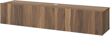 Furnifact Brown Floating TV Stand 65 inch Wall Mounted, Modern Design, Rubberwood, Cathedral Walnut Veneers, Durable Solid and Manufactured Wood