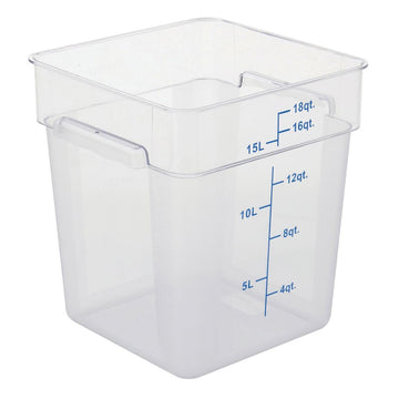 Clear Square Food Storage Container - 11 13/100" L x 11 13/100" W x 12 29/100" H by HUBERT – Plastic, Clear, Model 0105006-PC