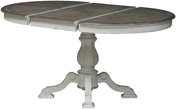 Starlight Canyon Home White, Pedestal Table, Solid + Manufactured Wood Construction, Pedestal Base, Durable Home Design, Warm Stylish Finish