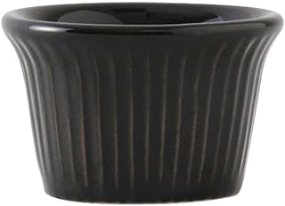 Tuxton China BBX-0152 Ramekin, 1-1/2 oz., 2-1/4" Diameter x 1-1/2"H, Round, Fluted, Microwave and Dishwasher Safe, Oven Proof, Fully Vitrified, Ceramic, DuraTux, Black, Pack of 48