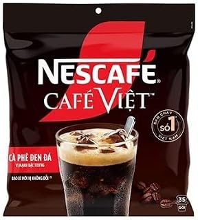 Nescafe Nescafé Café Việt (Cà Phê Đen Đá) Black Iced Coffee Drink Mix, 35 Packets / 16 Grams Each Packet