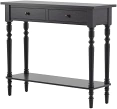 Starlight Canyon Home Gray Wooden Narrow Console Table with 2 Drawers and Lower Storage Shelf - 37.75 Inch Elegant Entryway Table with Round Drawer Pulls