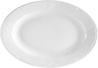 CAC China CRO-81 Oval Platter 18" Porcelain Oval, Super White, Set of 6