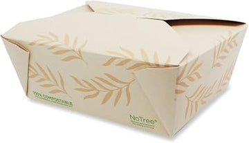 World Centric #8 No Tree Folded Takeout Containers, 46 oz., 5.5-inch x 6.9-inch x 2.5-inch, Natural, Sugarcane, 300/Carton (TONT8), Brown