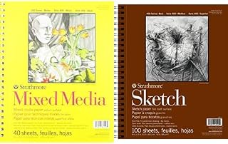 300 Series Mixed Media Paper Pad (9x12 inches, 40 Sheets) and Strathmore 400 Series Sketch Pad (9x12 inches, 100 Sheets)