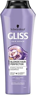 Schwarzkopf Gliss Shampoo Blonde Hair Perfector, Enhances & Maintains Blonde Tones, Neutralizes Brassiness, with Keratin & Purple Pigments, for Natural, Dyed & Highlighted Blonde Hair, 250 ml