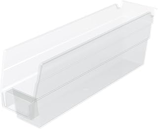 Akro-Mils 30110 Heavy Duty Plastic Shelf Bins, 12"x 3"x 4", Clear, 24-Pack