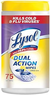 Lysol Dual Action Disinfecting Wipes, Citrus, 75 ct (Packs of 4)