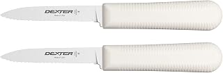 Dexter Russell S104SC-2PCP Sani-Safe 15663 Paring Knife Set, 3-1/4" Scalloped Edge DEXSTEEL High Carbon Stain-Free Steel Blades, Textured Non-Slip White Polypropylene Handles, 2 Pack, NSF, USA Made