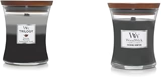 WoodWick Warm Woods Medium Hourglass Trilogy Candle (9.7 oz.) and WoodWick Evening Bonfire Medium Hourglass Candle (9.7 oz.)