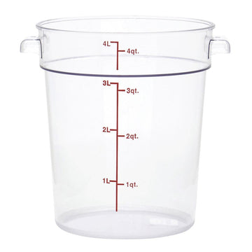 Clear Round Food Storage Container - 7 1/4" Dia x 8 19/50" D by HUBERT – Polycarbonate (PC), Clear, Model 0106003-PC