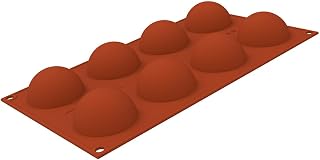 Silikomart SF555 Silicone Baking Pan with 8 Half-Sphere Cavities 2.17 Inch Diameter x 1.14 Inch High